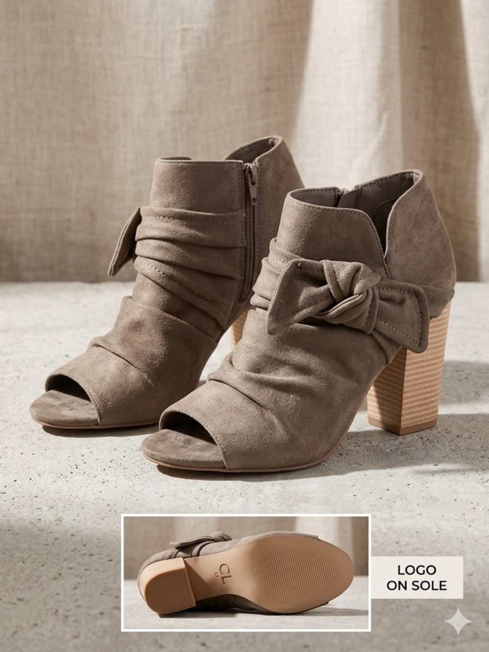 CL by Laundry | Tiana Peep Toe Bow Booties
Condition: Great pre-owned condition